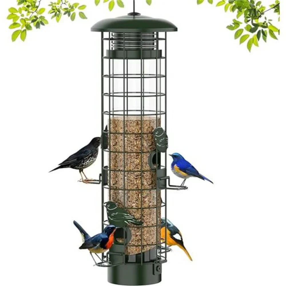 Squirrel Proof Bird Feeder,Metal Mesh Bird Feeders for Outdoors Hanging,Gravity